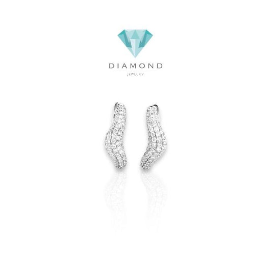 Diamond hoop earring 18k zigzag-Diamond Jewelry