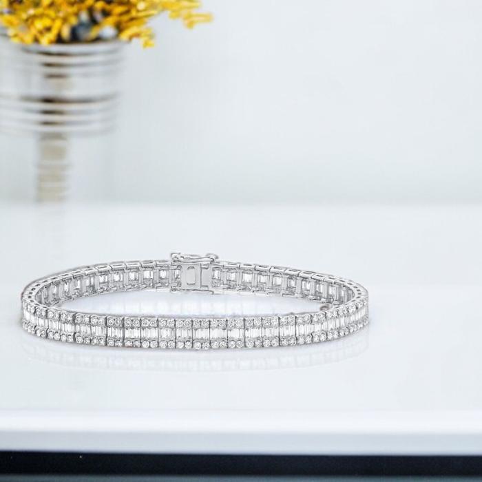 Emerald baguette tennis diamond bracelet 18k-Diamond Jewelry