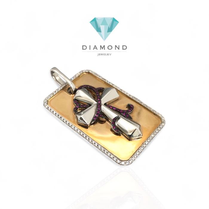Cross Diamond Pendant 18K duo color -Diamond Jewelry