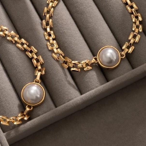 White PEARL blistar bracelet gold 23K Diamond Jewelry
