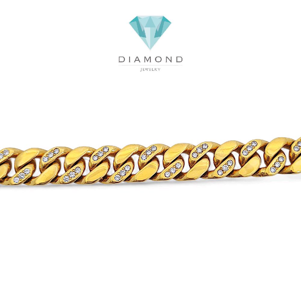 Cuba Diamond Bracelet 17K / Gelang Berlian Sisik Naga 17K / Diamond Jewelry 64258SM
