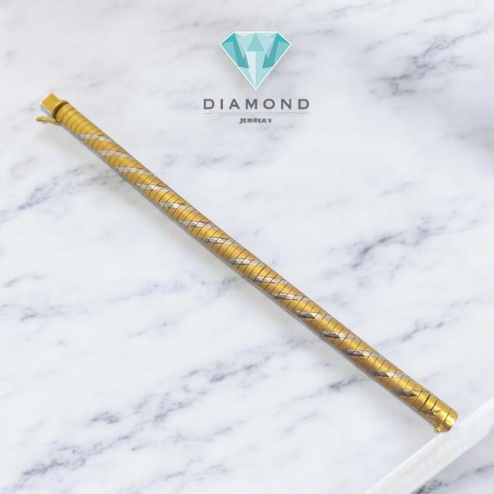 Gelang Emas Kombinasi Italy Stripe 23K-Diamond Jewelry-77GMS19WP-HT