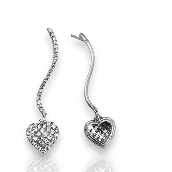 Heart Diamond Earring 18k white gold-Diamond Jewelry