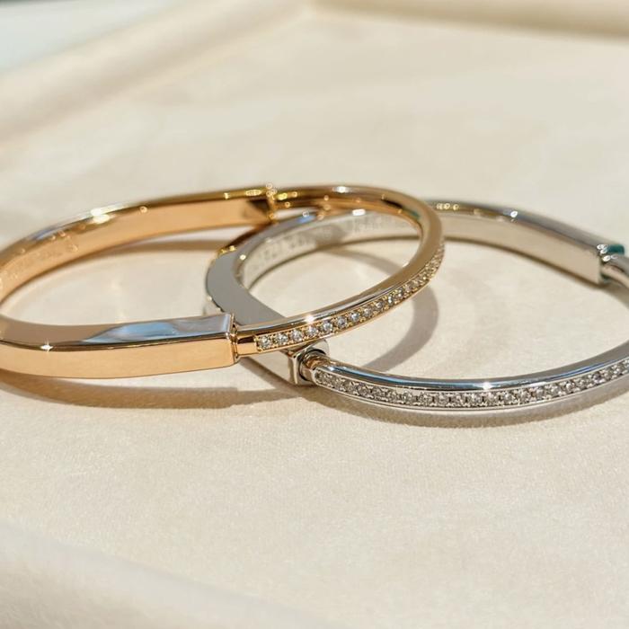 Lock T bangle pave Diamond 18K Gold- Diamond Jewelry