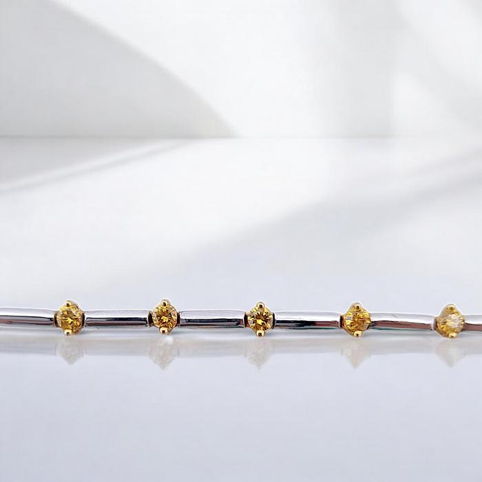 Diamond Bracelet Yellow Diamond tennis 18k white gold-Diamond Jewelry
