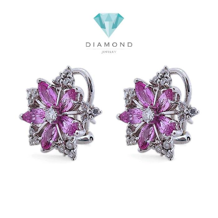 Flower Diamond Earring 18K / Diamond Jewelry 33BCKV24500WP-HT