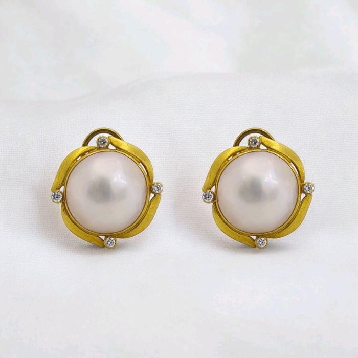 Anting Mutiara Emas 23K Diamond Jewelry 14AM12WP-HT