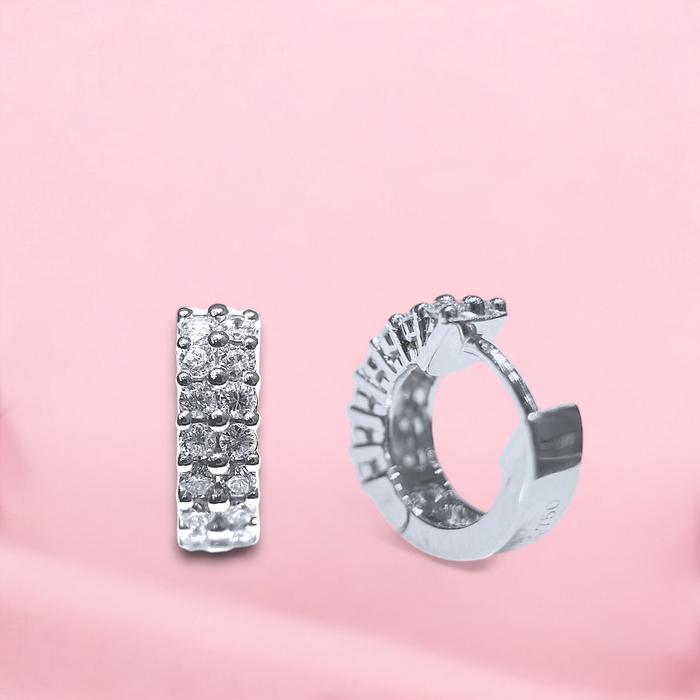 Double Hoop Diamond Earrings / Diamond Jewerly-381AB1040PFLS-HT