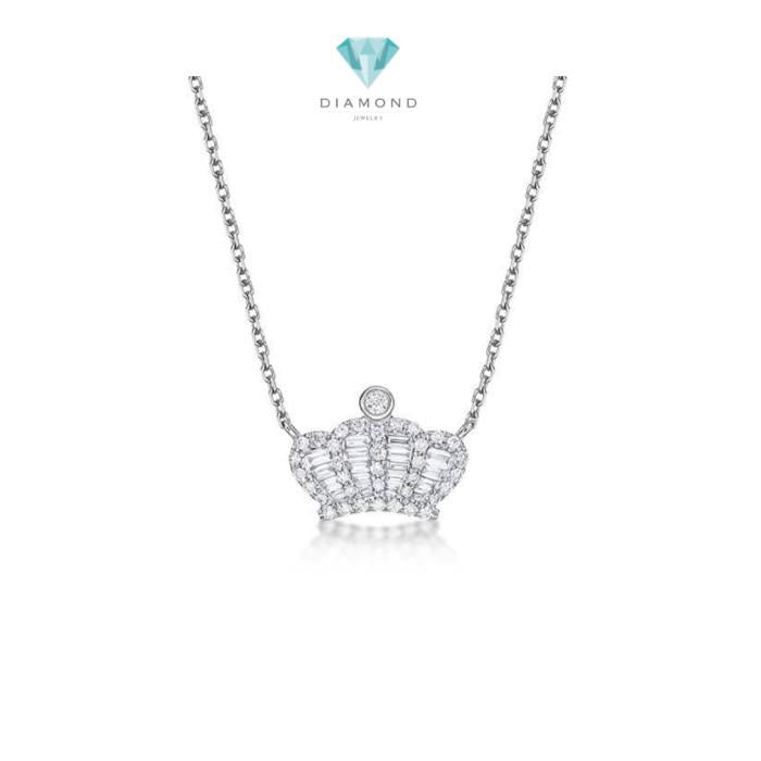 Crown Diamond Necklace 18K White Gold Diamond Jewelry-90LBM1100WPLS-HT