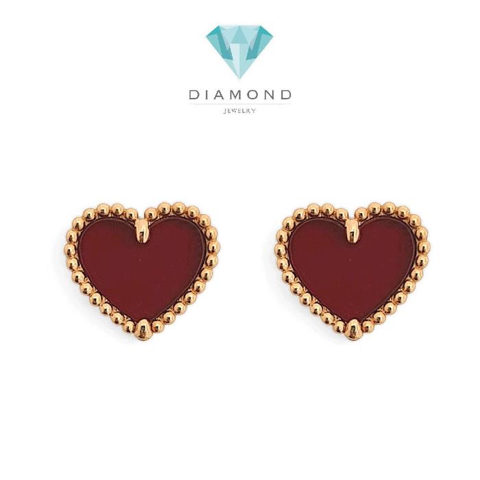Love Charnelian Earring 18K / Diamond Jewelry 365ABD233RY