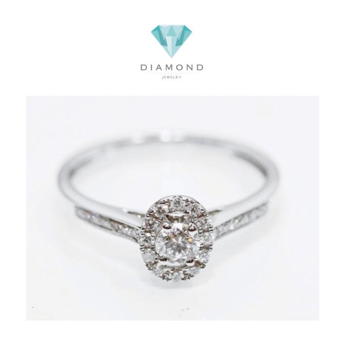Cincin Diamond pave round oval ring 18k gold-Diamond Jewelr