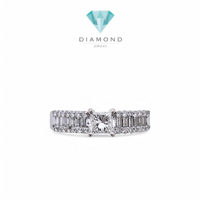 Princess cut solitaire Diamond Ring 18K / Diamond Jewelry