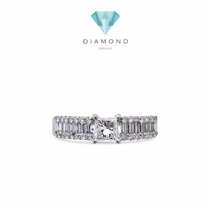 Princess Cut Solitaire Diamond Ring 18K / Diamond Jewelry-355CB710LS-HT