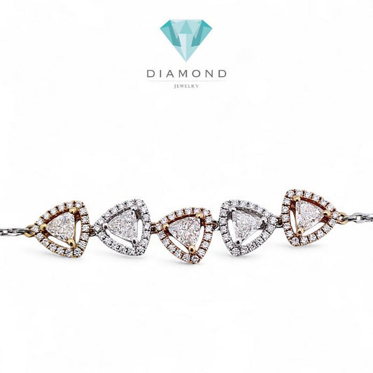 Three Color Triad Diamond Necklace 18k/ Diamond Jewelry