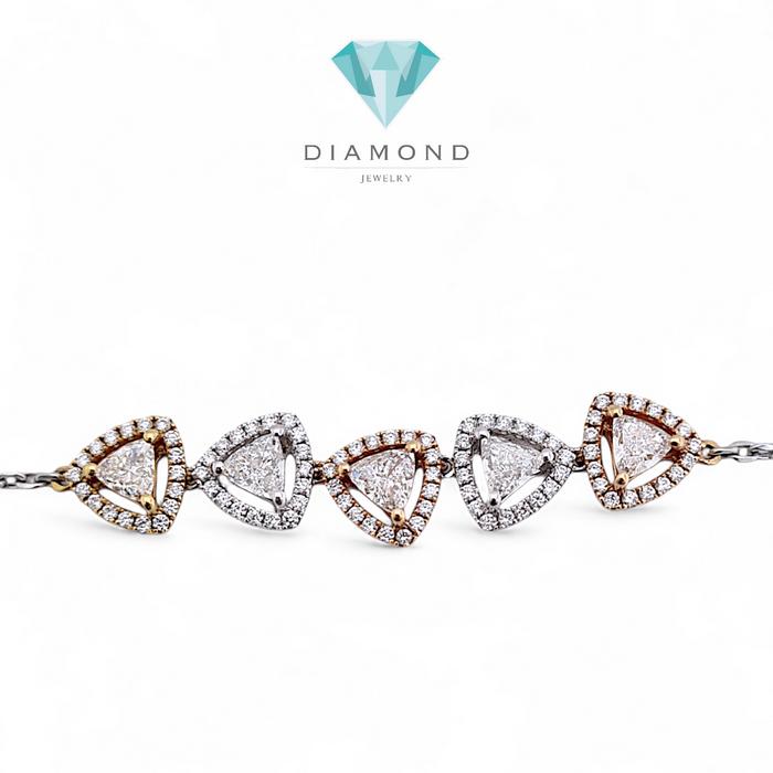 Three Color Triad Diamond Necklace 18k/ Diamond Jewelry