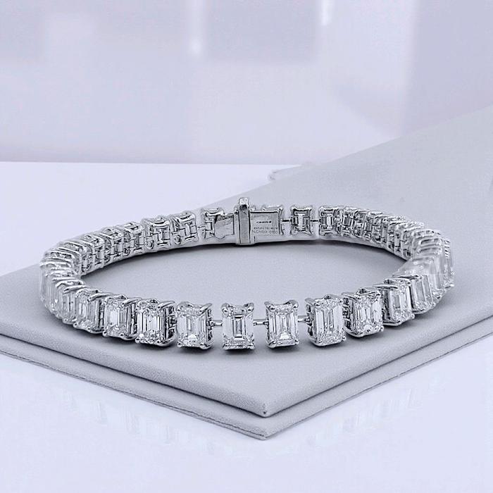 Emerald Tennis Diamond Bracelet 18K / Gelang Tennis Emerald Berlian 18K / Diamond Jewelry-1GB1845SDNEW-HT