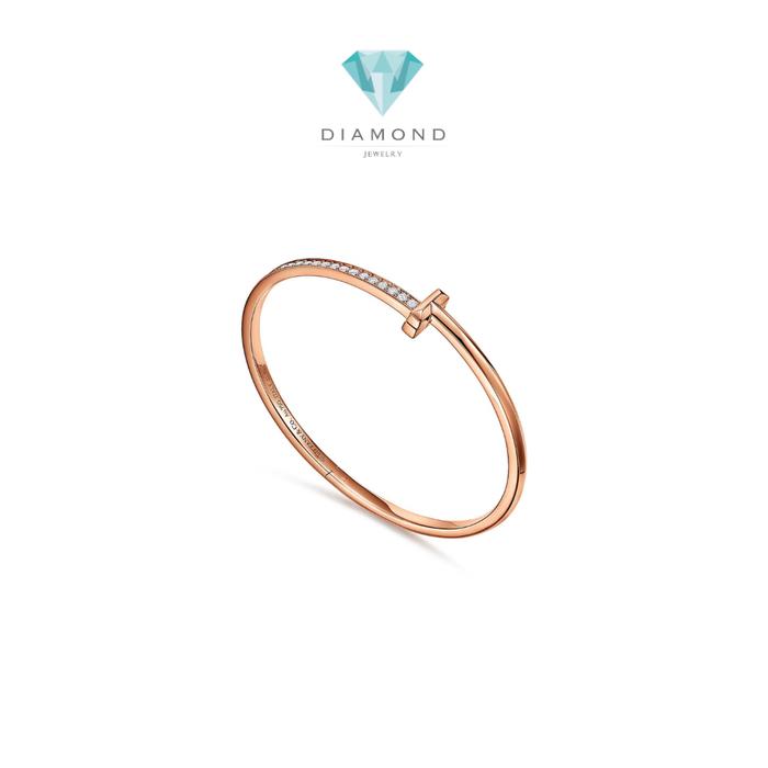T bangle Diamond and 18 K rose gold- Diamond Jewelry-