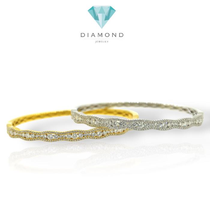 Pave Wave Diamond Bangle 18K Gold Diamond Jewelry