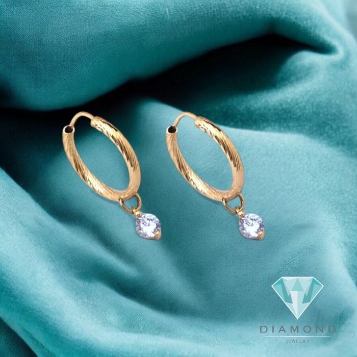 Anting Emas Hoop Ulir 700K Diamond Jewelry-385AMS098LS-HT