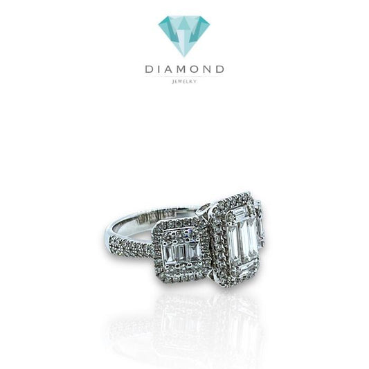 Tri baguette Diamond Ring 18K/ cincin berlian