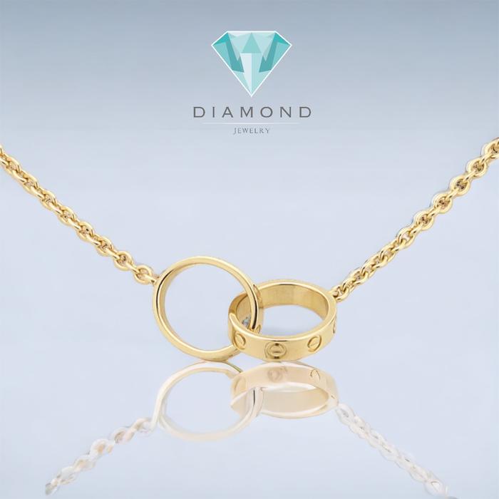 Love double ring pendant necklace 18k crt-Diamond Jewelry - 355KBDDM2447LS