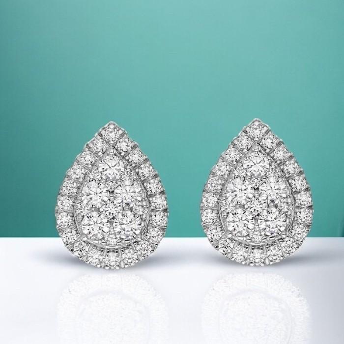 Pear Halo Diamond Earring 18k-Diamond Jewelry