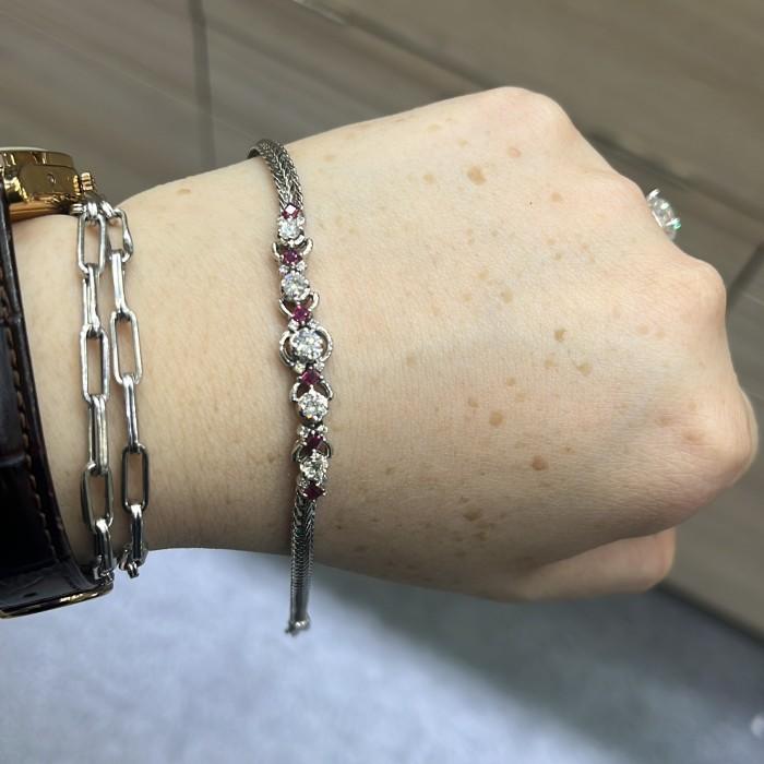 Diamond ruby bracelet 18k white gold- Diamond Jewelry