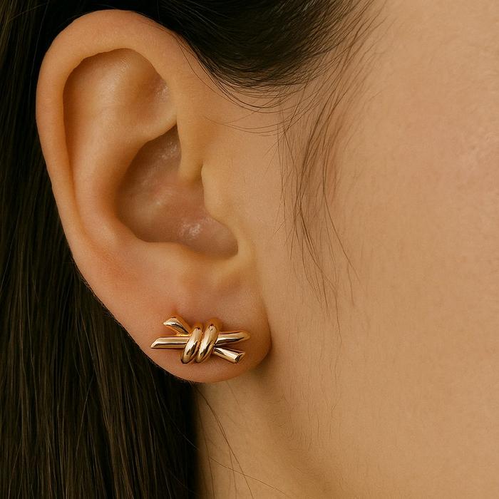 Knot Gold Earring 18K / Anting Knot 18K / Diamond Jewelry 394ABD414RY-HT