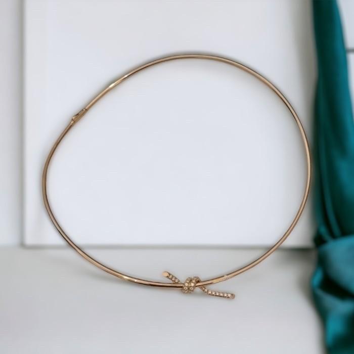 Knot choker necklace 18k rose gold-Diamond jewelry