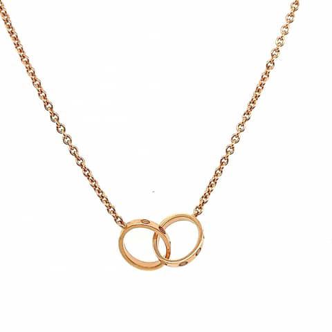 Love double ring pendant necklace 18k crt-Diamond Jewelry - 355KBDDM2447LS