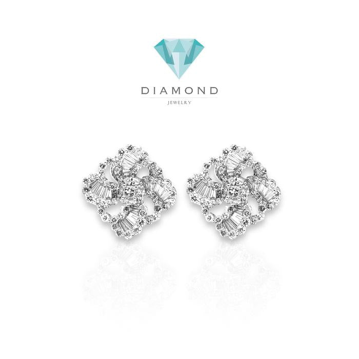 Anting berlian tapper bunga 18k-diamond jewelry