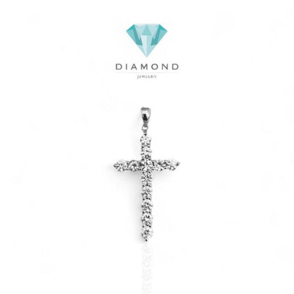 Solitaire Illusion Diamond Cross Pendant 18K