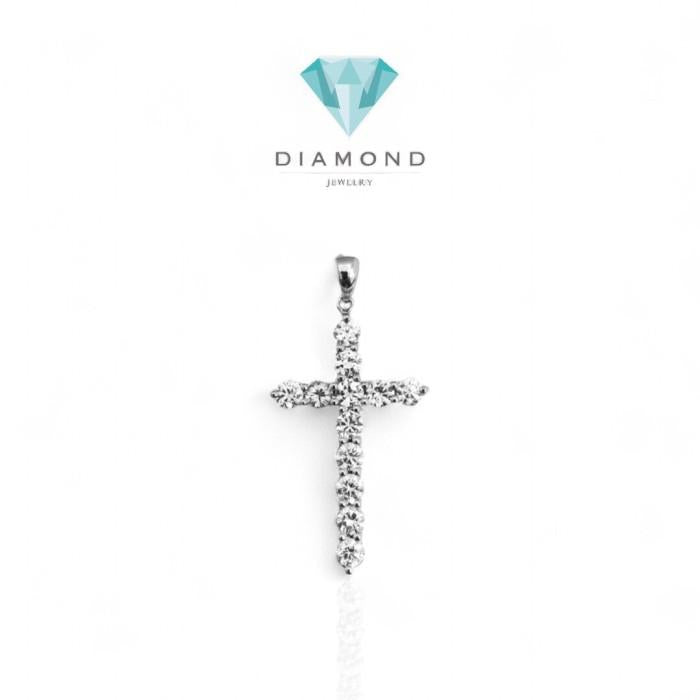 Solitaire Illusion Diamond Cross Pendant 18K
