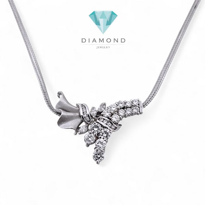 Flower Diamond Necklace 18K / Diamond Jewelry