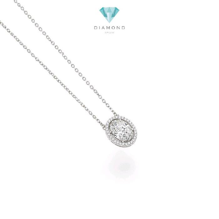 Oval Pendant Diamond 18K / Liontin Diamond Oval 18K / Diamond Jewelry / 2LBGT1240WPLS