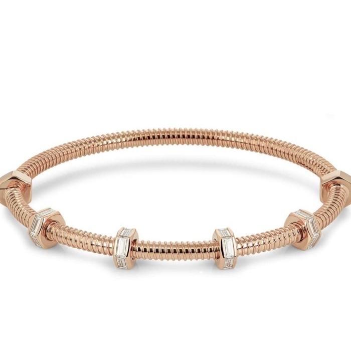 Screw Diamond Bangle Bracelet 18K Rose Gold Ecreu-Diamond Jewelry-192GBSM38000RY-HT