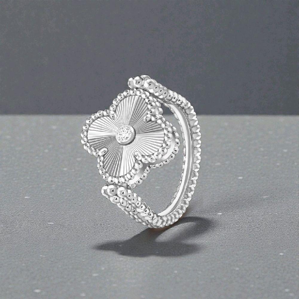 Vintage Alhambra clover chalchedony holiday Diamond Rings white gold 18K / Cincin Diamond Vintage batu ungu berlian emas putih18K / Diamond Jewelry / 410CBD13000RY
