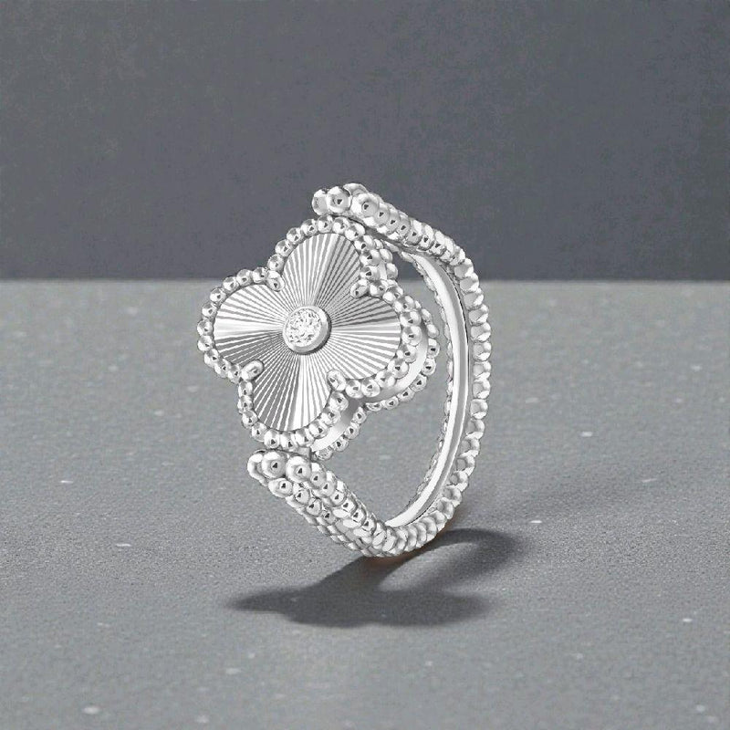 Vintage Alhambra clover chalchedony holiday Diamond Rings white gold 18K / Cincin Diamond Vintage batu ungu berlian emas putih18K / Diamond Jewelry / 410CBD13000RY