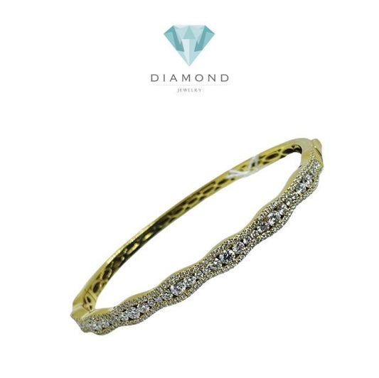 Pave Wave Diamond Bangle 18K Gold Diamond Jewelry