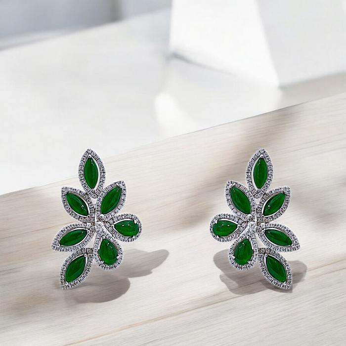 Green Jade Earring 18K / Diamond Jewelry