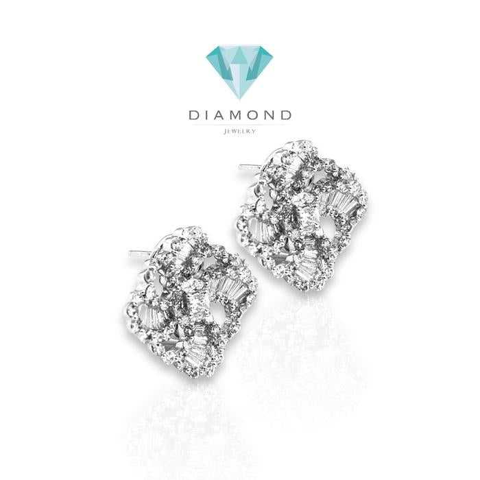 Anting berlian tapper bunga 18k-diamond jewelry