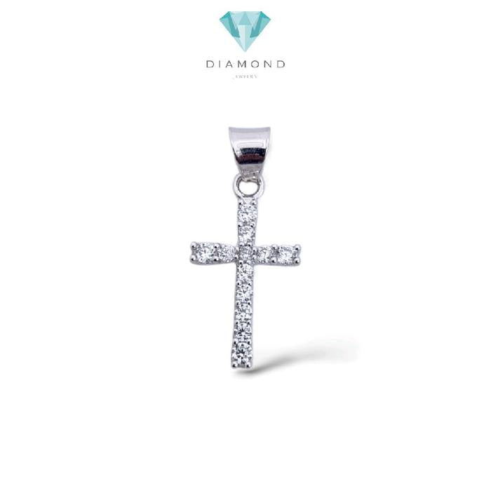 White Gold Cross Zircon Pendants 17K / Liontin Salib Emas Putih sirkon 17K / Diamond Jewelry / 283LMS075LS