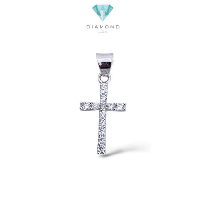 White Gold Cross Zircon Pendants 17K / Liontin Salib Emas Putih sirkon 17K / Diamond Jewelry / 283LMS075LS