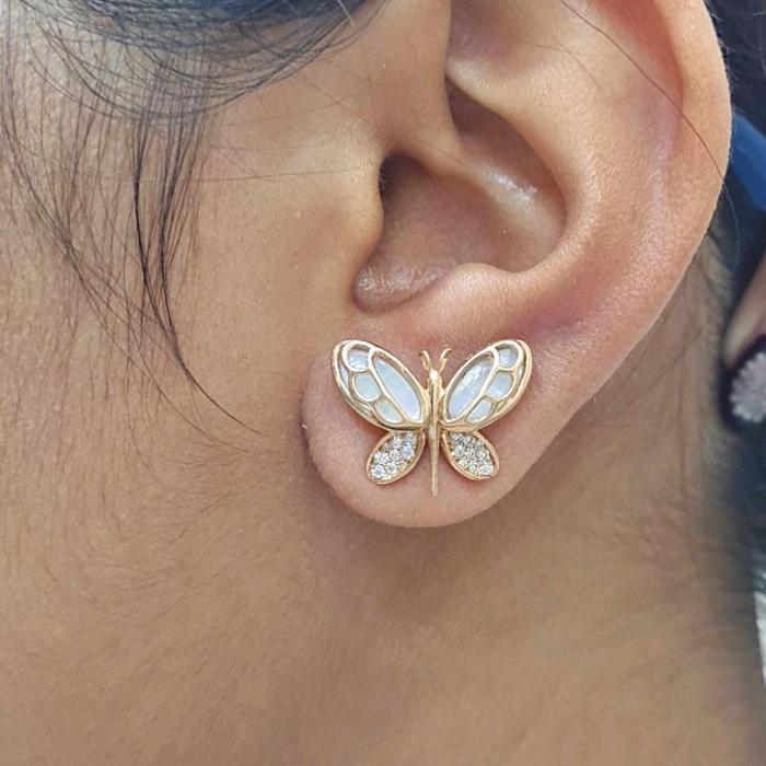 Anting Berlian Kupu-Kupu & MOP-Diamond Jewelry