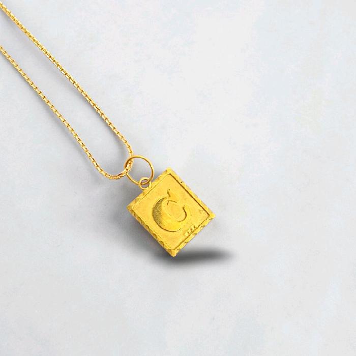 Letter C Box Gold Pendants 23K / Liontin Emas Kotak Huruf C 23K / Diamond Jewelry / 214LMSWP1