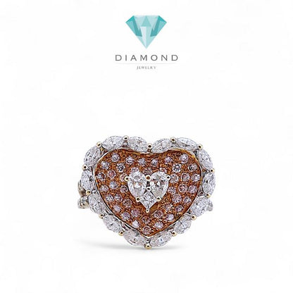 Love Pink Diamond Ring 18K / Diamond Jewelry/Cincin berlian pink heart diamond ring