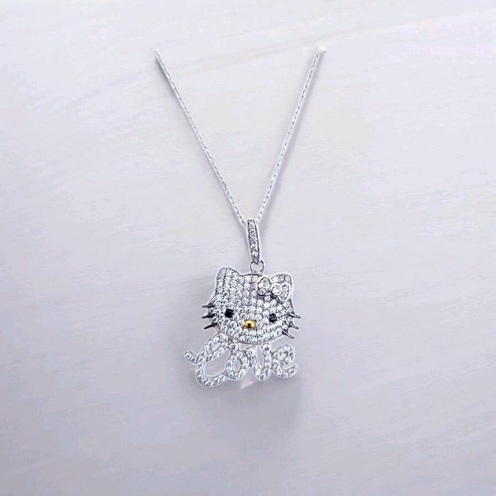 White Gold Hello Kitty Pendants 18K / Liontin Emas Putih Hello Kitty 18K / Diamond Jewelry / 200LMSWP4