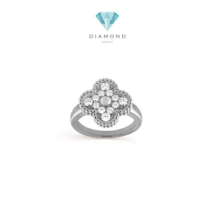 diamond vintage clover ring 18 K gold white Diamond Jewelry