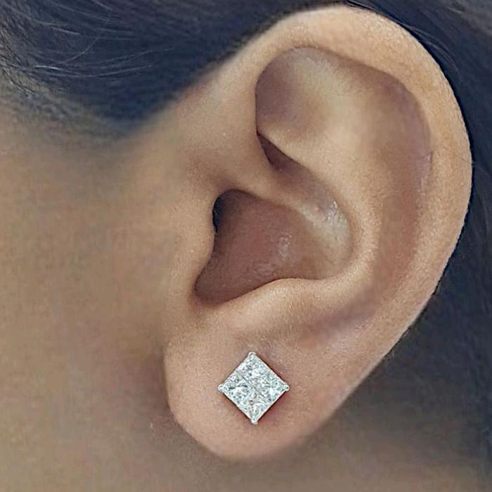Square Diamond Earring 18K / Diamond Jewelry