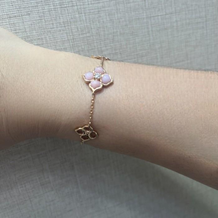 Pink petal opal diamond bracelet chp 18k-Diamond Jewelry